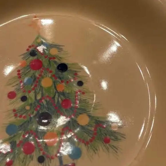 FIESTA 4 Large Rimmed Soup Plates with Christmas Tree Design- Retired! - Picture 5 of 5